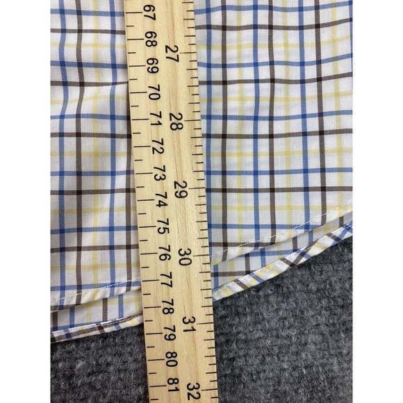 LL Bean Shirt Mens Large Blue Windowpane Plaid Button Wrinkle Resistant Outdoors - Picture 6 of 10
